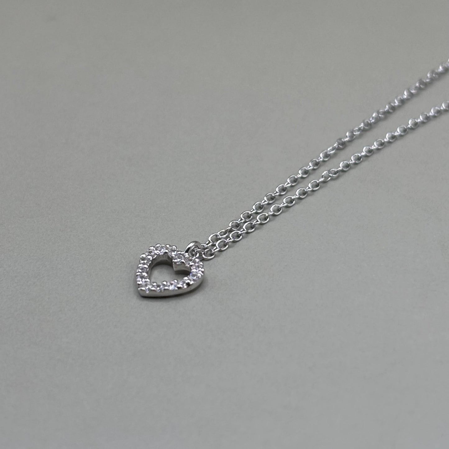 Dainty Silver Heart Necklace Diamond Jewellery Gift Present for Her Present for Girls Real Silver 925