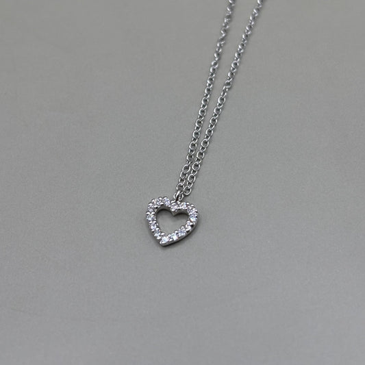 Dainty Silver Heart Necklace Diamond Jewellery Gift Present for Her Present for Girls Real Silver 925