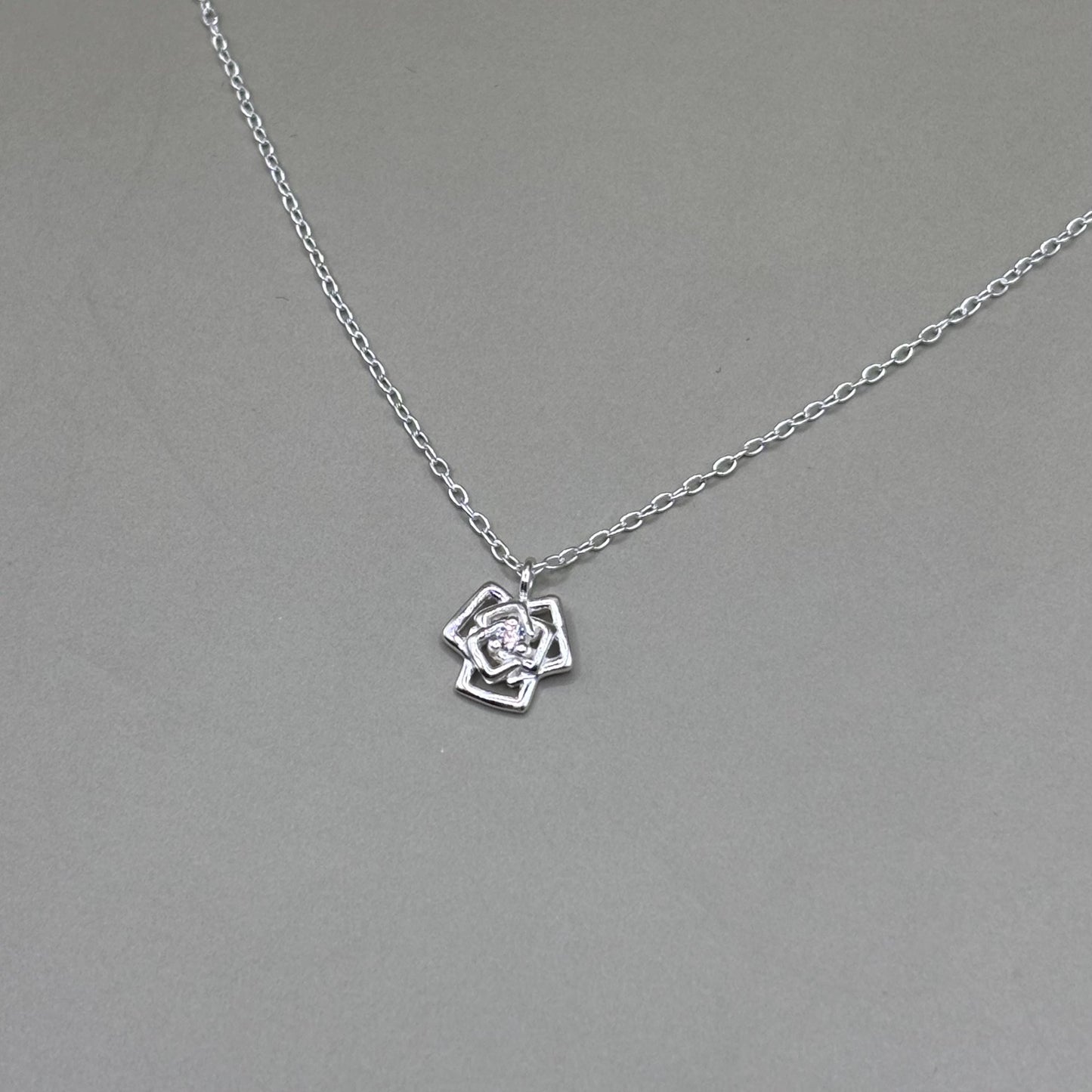 Dainty Silver Rose Necklace Diamond Jewellery Gift Present for Her Present for Girls Real Silver 925 Flower