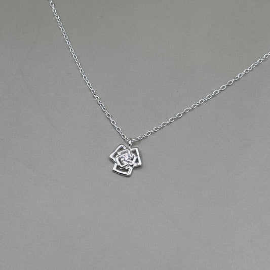 Dainty Silver Rose Necklace Diamond Jewellery Gift Present for Her Present for Girls Real Silver 925 Flower