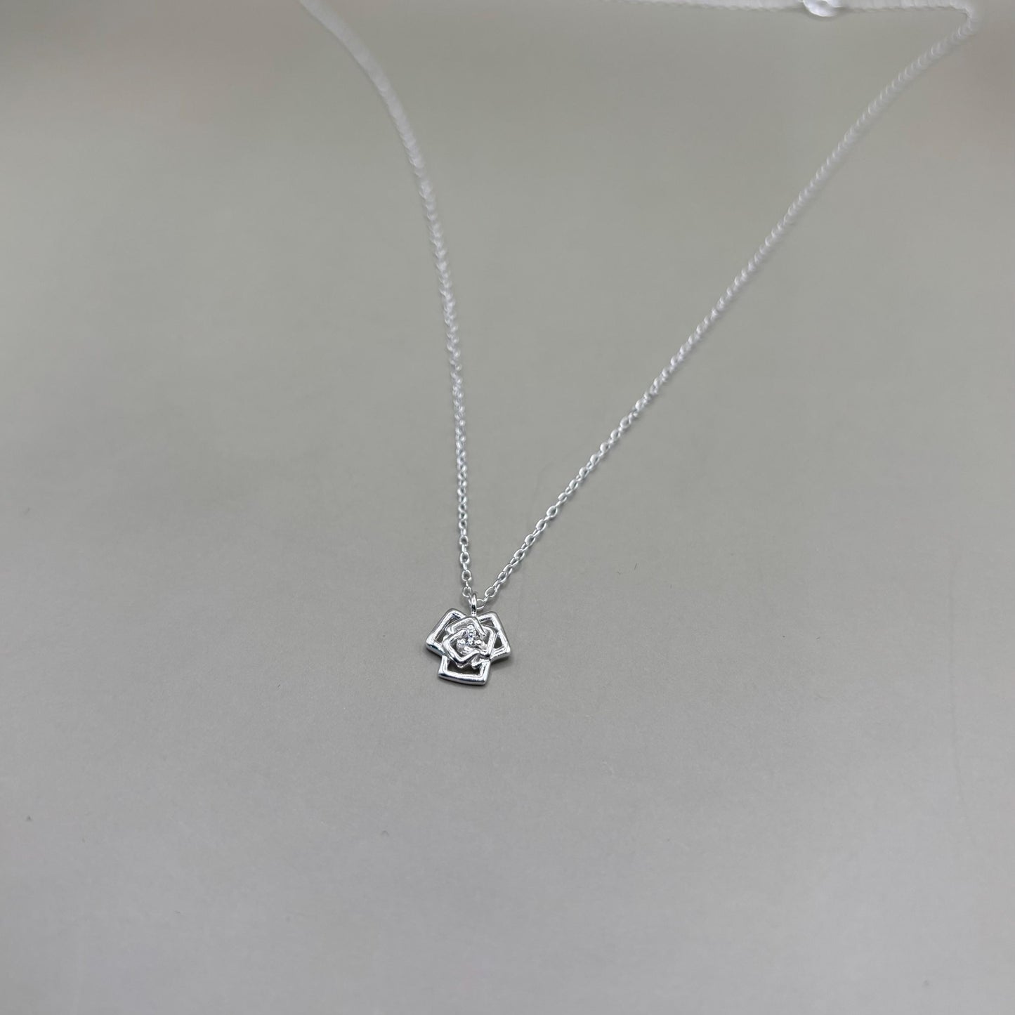 Dainty Silver Rose Necklace Diamond Jewellery Gift Present for Her Present for Girls Real Silver 925 Flower