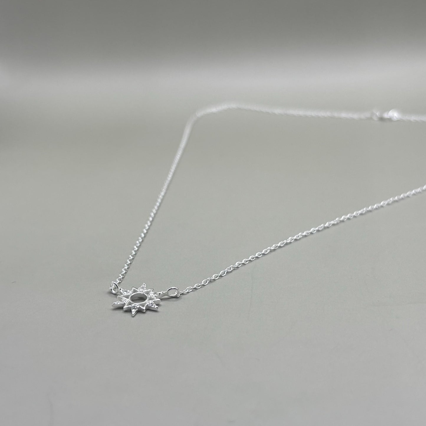 Dainty Silver Sun Necklace Diamond Jewellery Gift Present for Her Present for Girls Real Silver 925