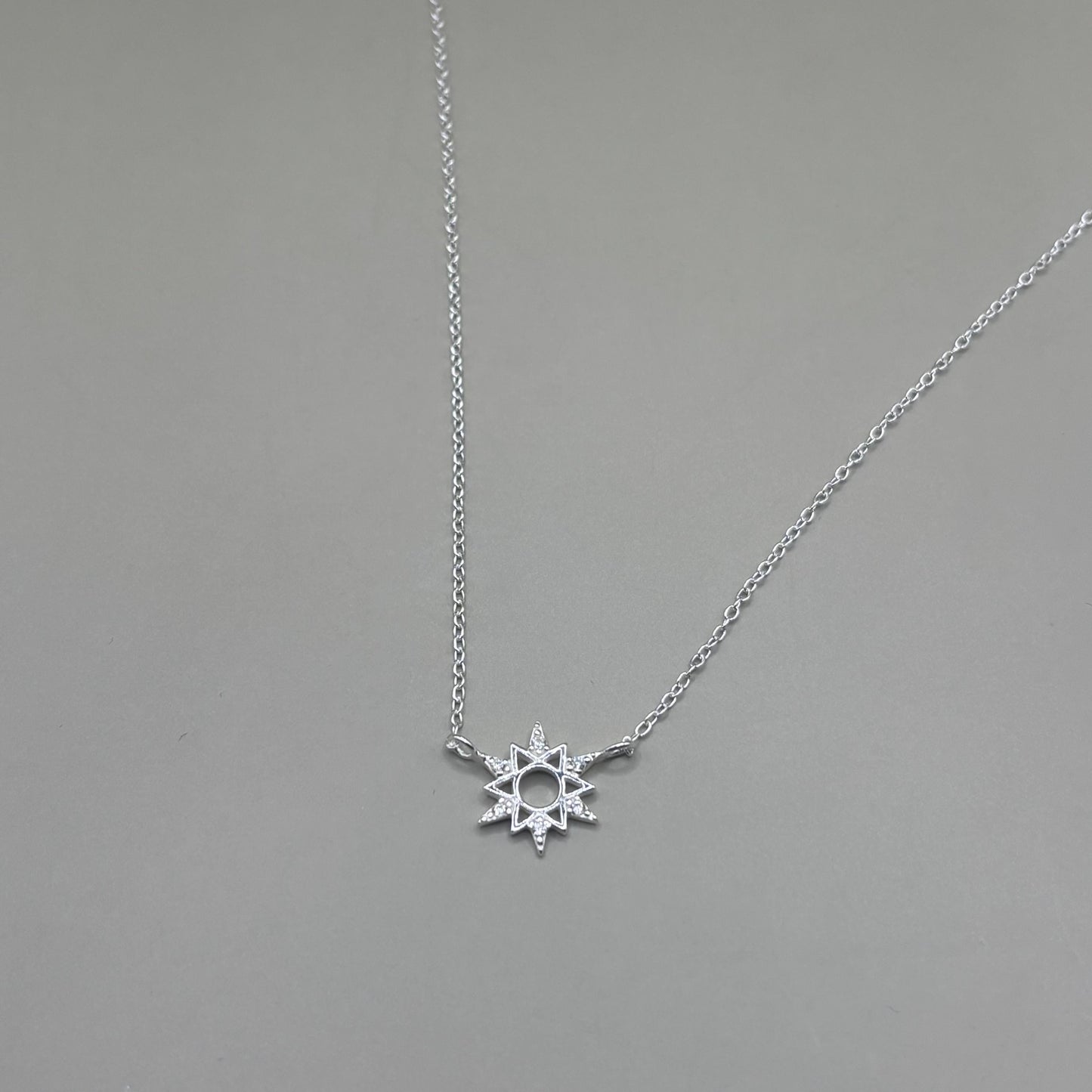 Dainty Silver Sun Necklace Diamond Jewellery Gift Present for Her Present for Girls Real Silver 925