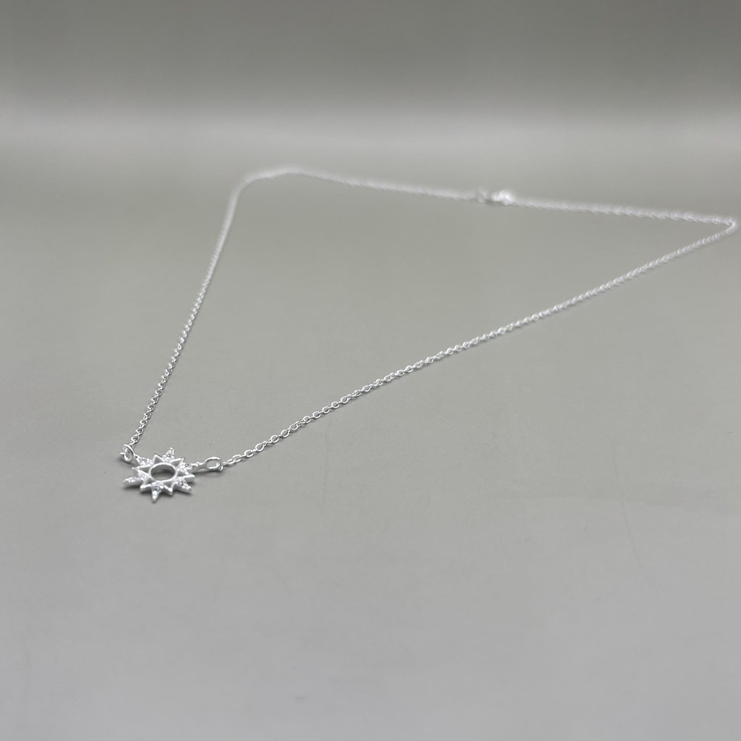 Dainty Silver Sun Necklace Diamond Jewellery Gift Present for Her Present for Girls Real Silver 925